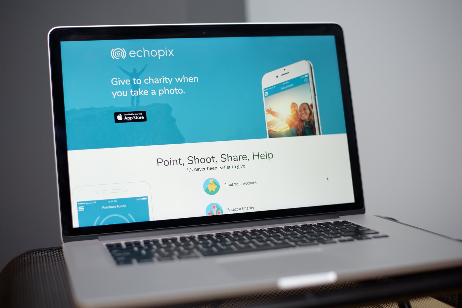 The EchoPix microsite on a desktop