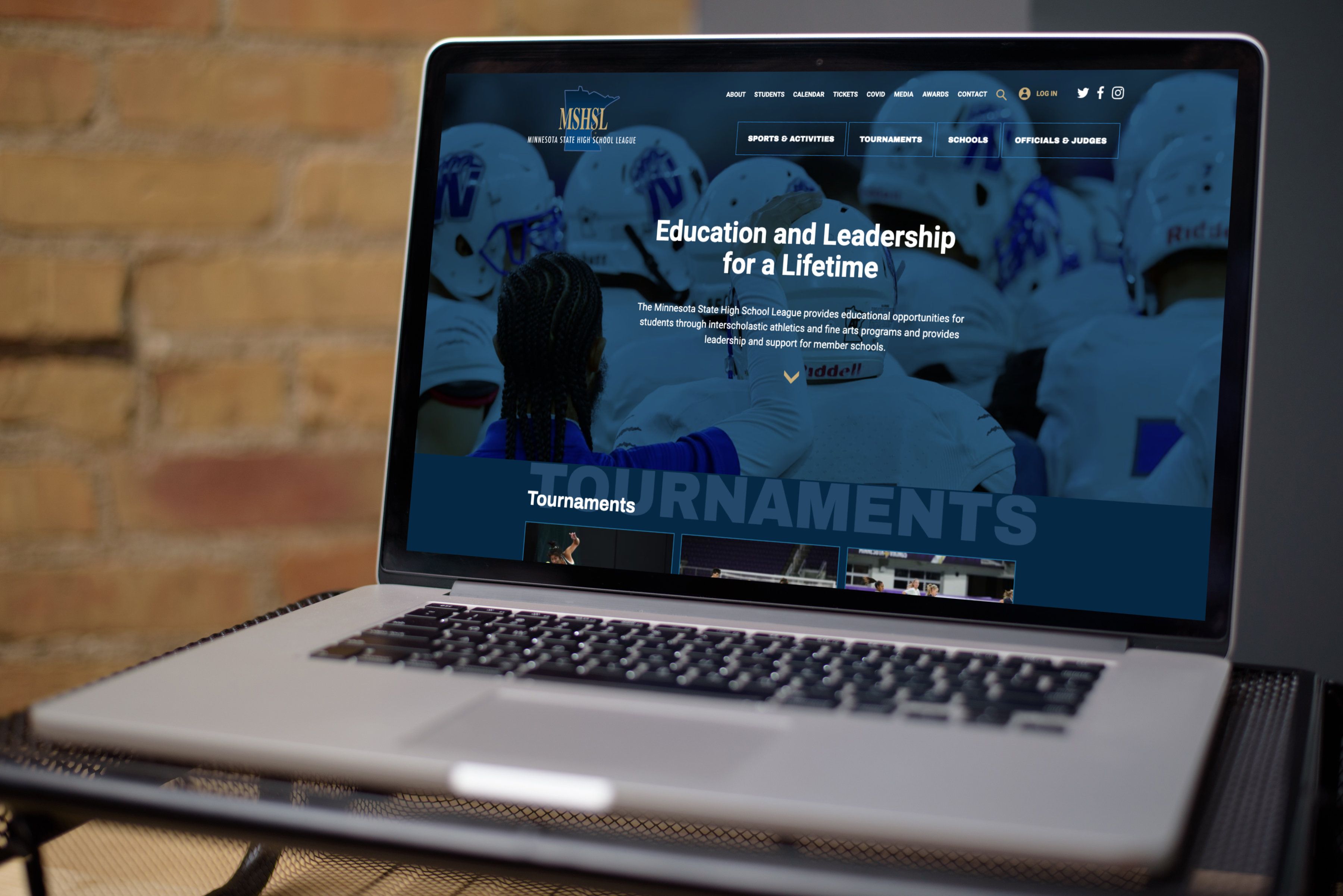 The MSHSL website on a laptop