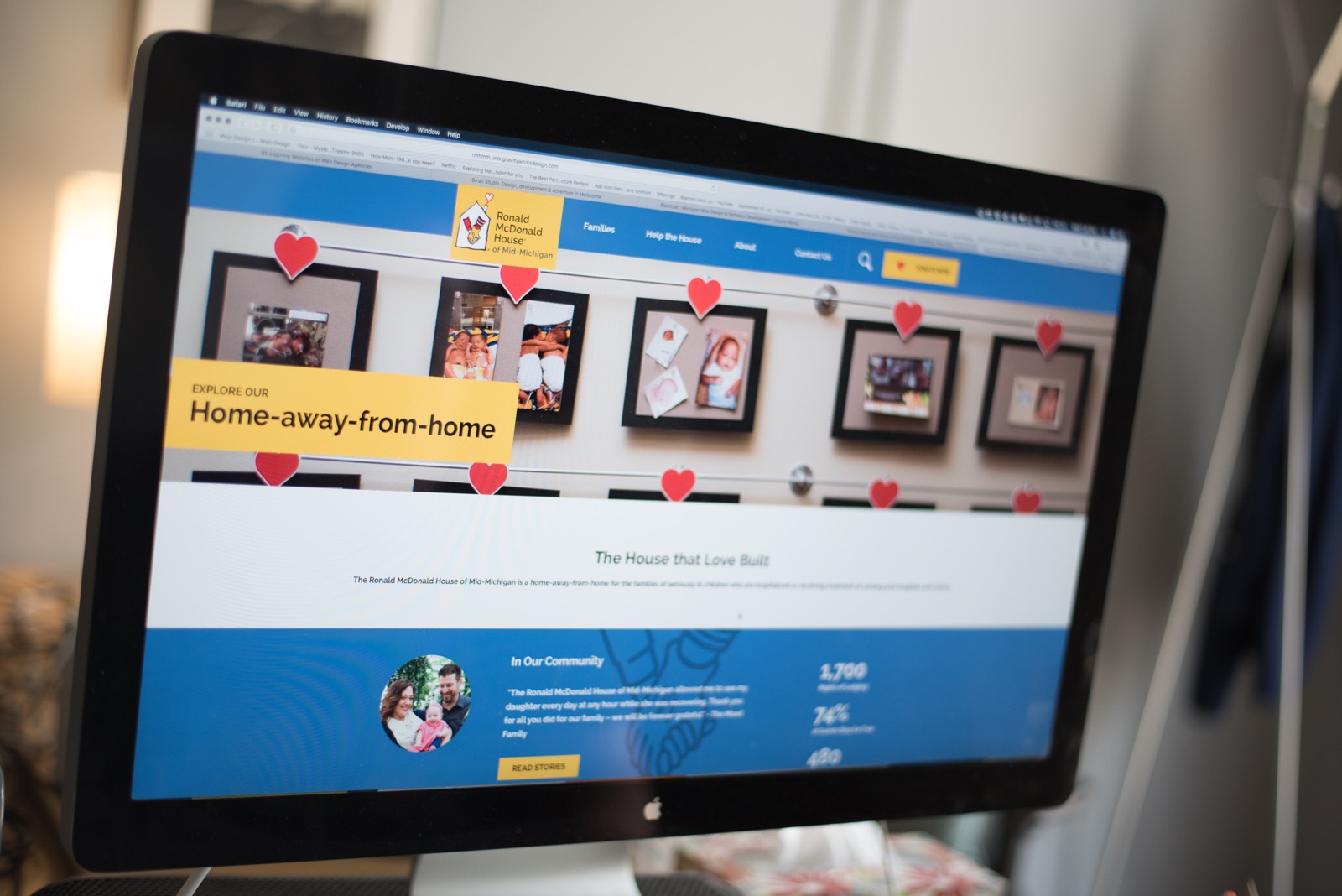 The Ronald McDonald House of Mid-Michigan website on a desktop