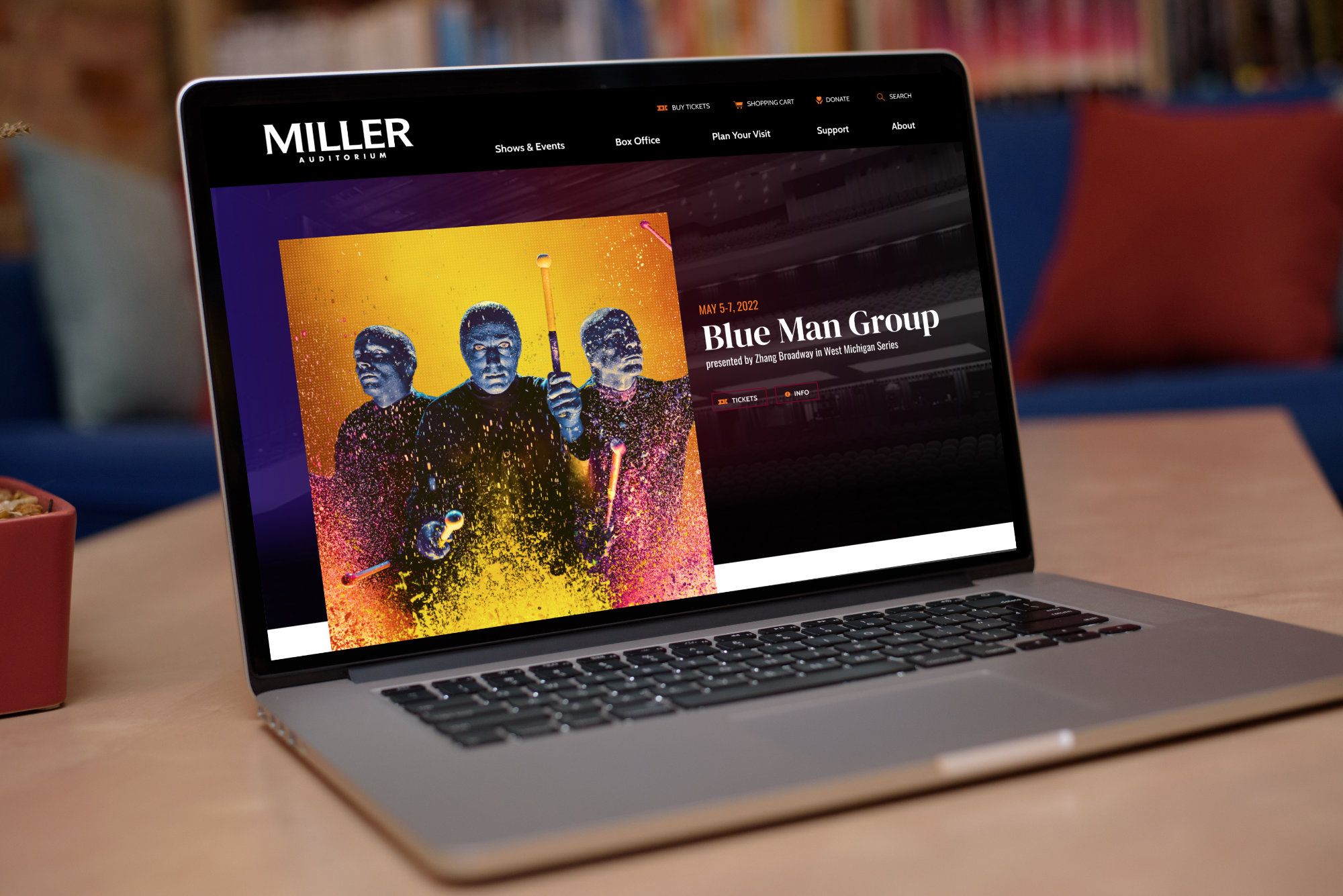 The WMU Miller Auditorium website on a laptop